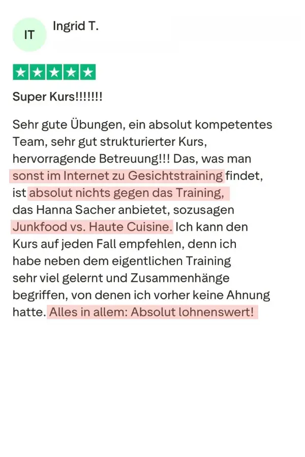 Bewertung einer Teilnehmerin