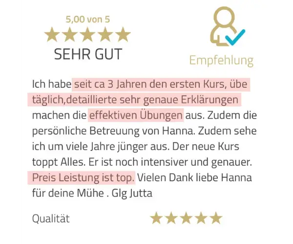 Bewertung einer Teilnehmerin