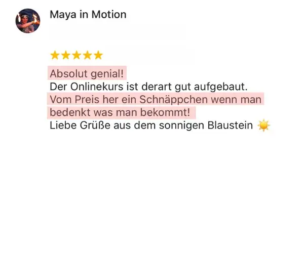 Bewertung einer Teilnehmerin