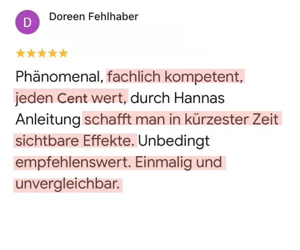 Bewertung einer Teilnehmerin