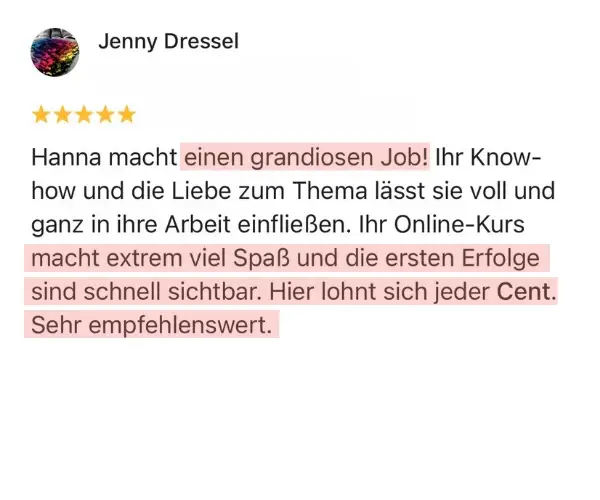 Bewertung einer Teilnehmerin