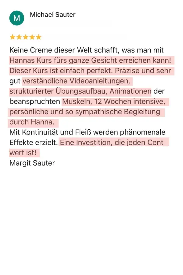 Bewertung einer Teilnehmerin