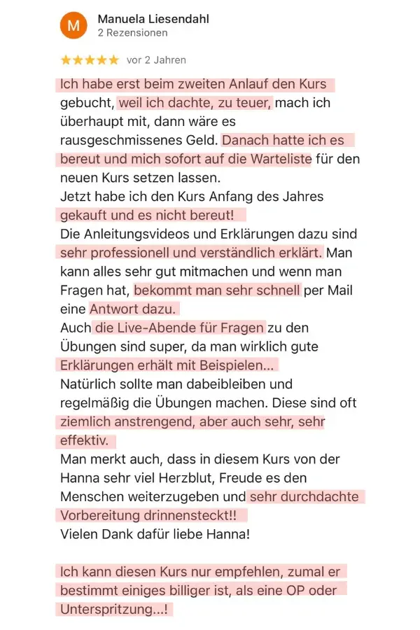 Bewertung einer Teilnehmerin